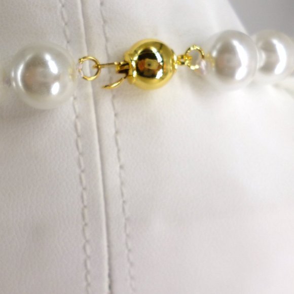 Necklace & Earring Set White 10mm Shell Pearls Hand Knotted 18" NWOT M536 - Picture 4 of 6